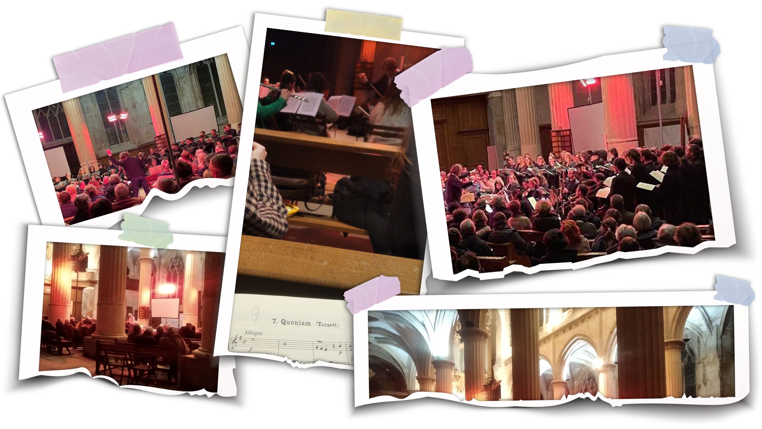 Chœur mixte en concert interprétant la Grande Messe en ut de Mozart, devant un orchestre et sous une lumière solennelle.