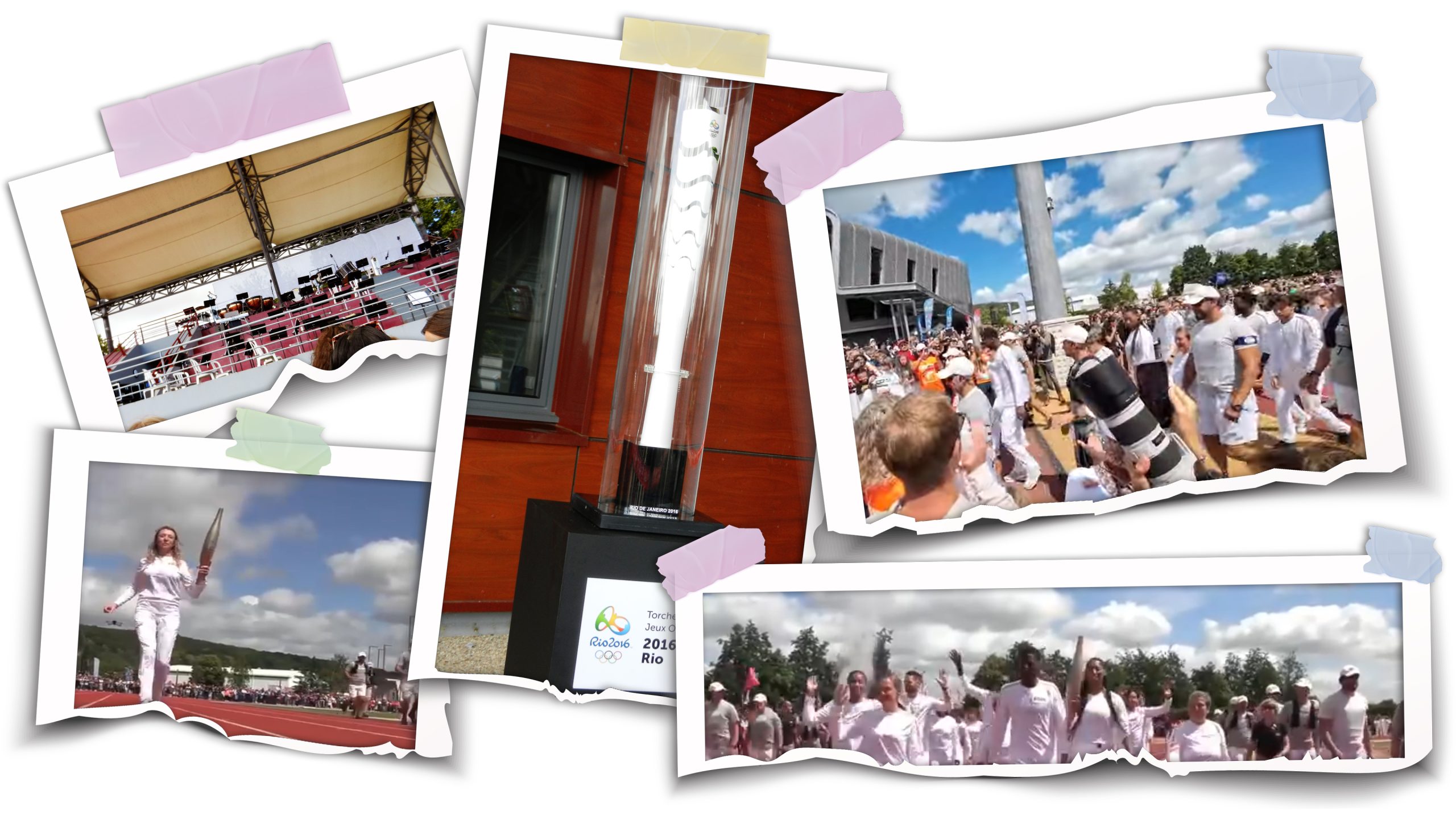 Orchestre symphonique en plein concert en extérieur pour le passage de la flamme olympique, entre ferveur populaire et notes grandioses.