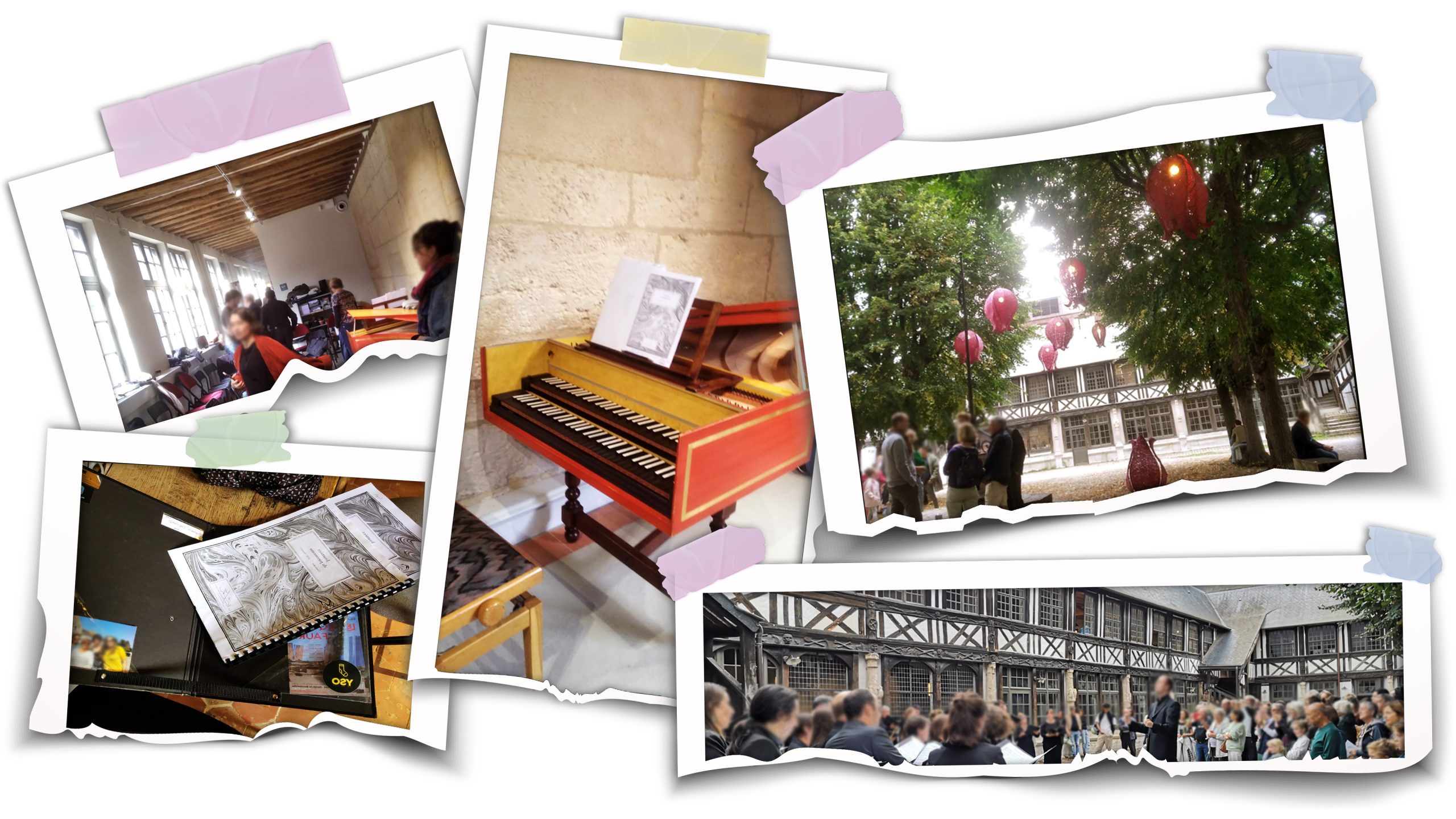 Chanteurs en costume médiéval lors d’un concert de chant traditionnel, évoquant l’ambiance du Moyen Âge.