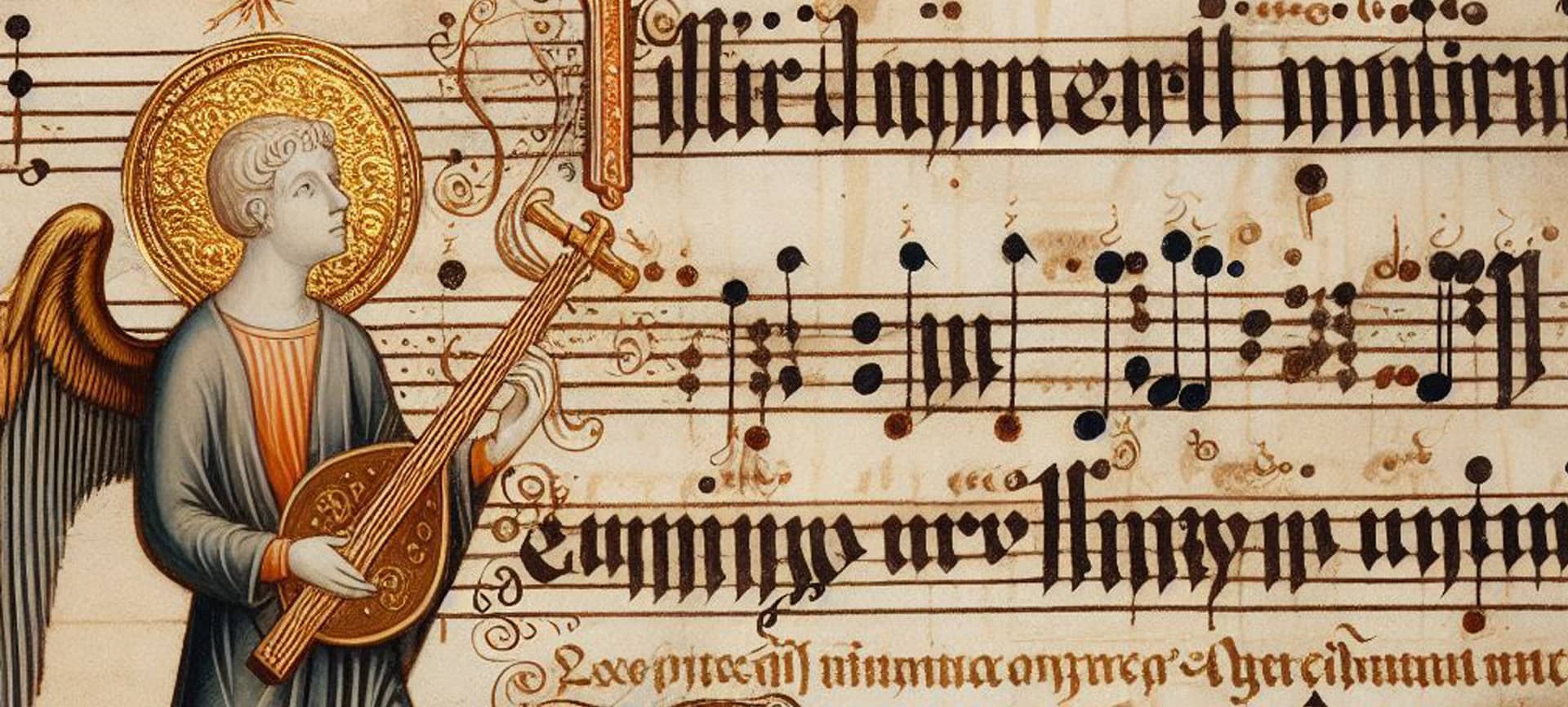 Illustration de troubadours et moines chantant au Moyen Âge, entre tradition et poésie sonore.