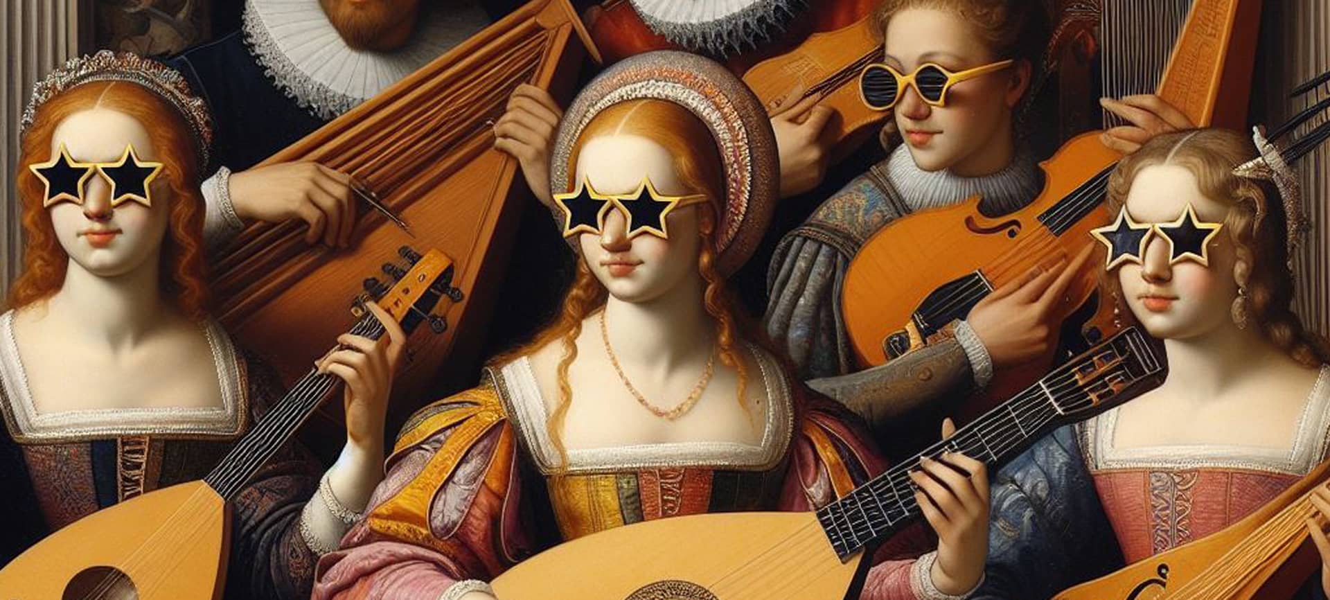 Illustration d’instruments baroques et renaissance, pour te faire découvrir les sons d’une époque où la musique était reine.