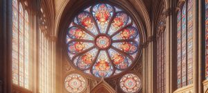 Rose d'une église et chœur lors d’un requiem classique, symbole puissant de la musique sacrée et émotionnelle.