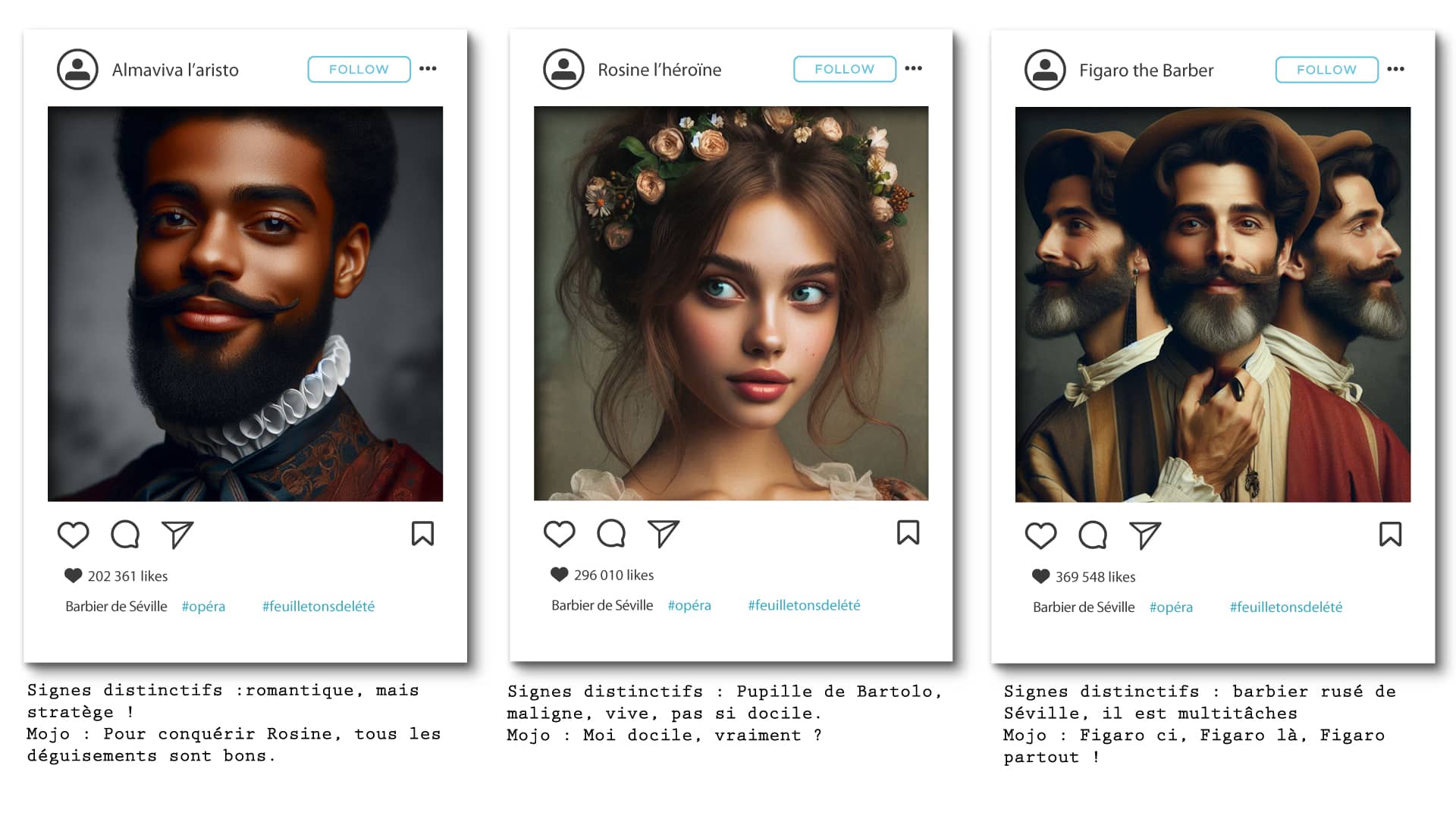 Barbier de Séville de Rossini, Almaviva, Rosine, Figaro